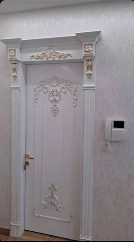 درب اتاق و سرویس با رنگ سفید. برجسته  H117